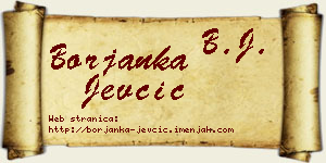 Borjanka Jevčić vizit kartica